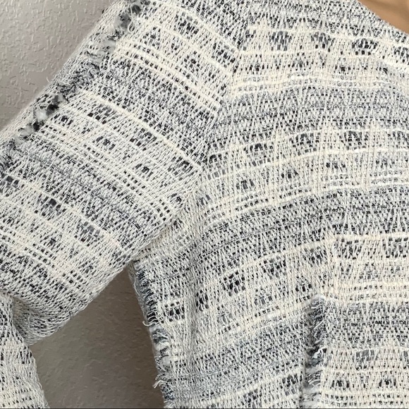 NWOT Zara Fringe Tweed Blazer Snaps zip pockets - Picture 6 of 8